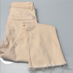 Zara Crop Cream Colored Jeans
